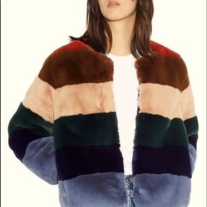 Apparis Louise Faux-Fur Stripe Jacket S